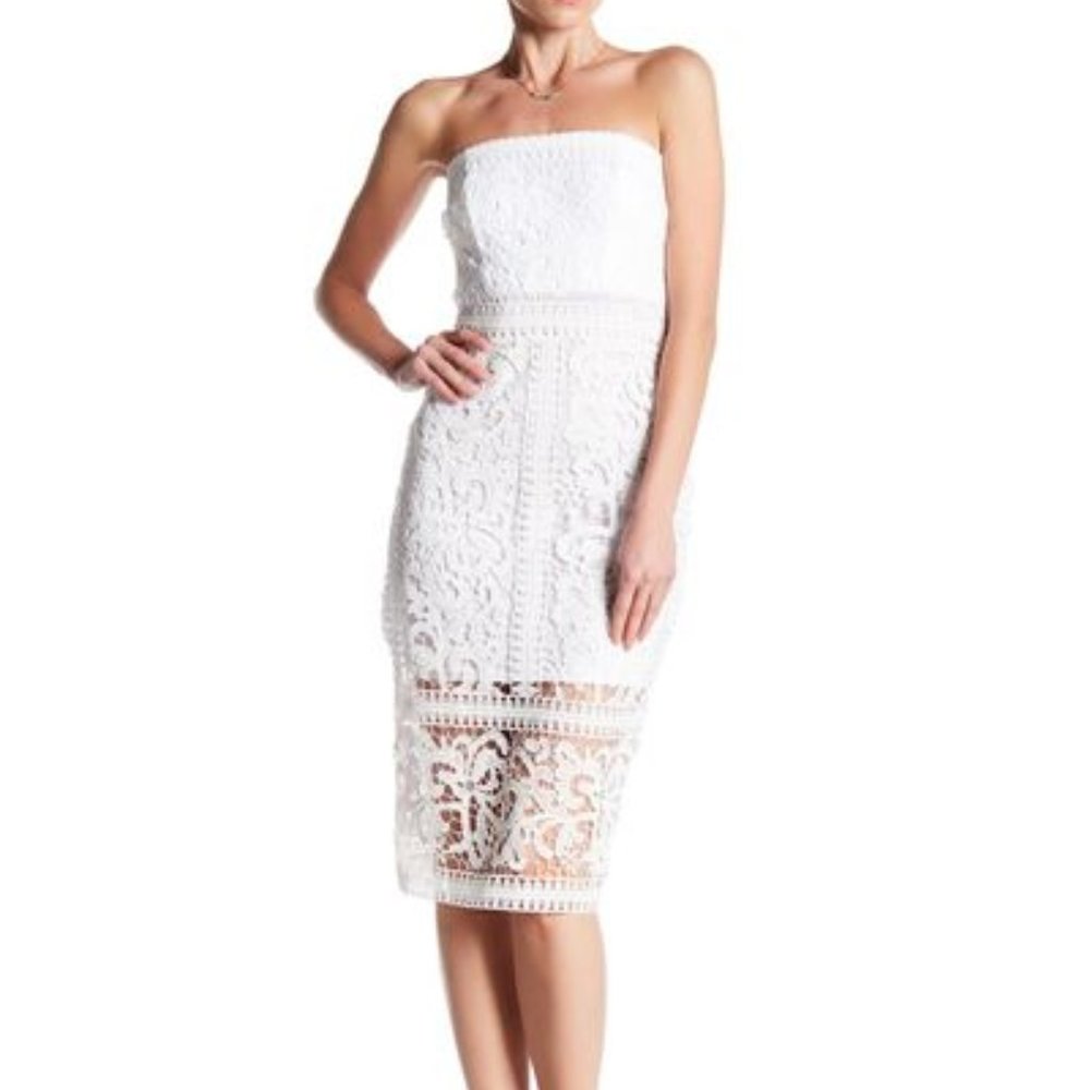NEW Strapless Crochet Lace Midi Dress